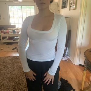 White see through long sleeve shirt